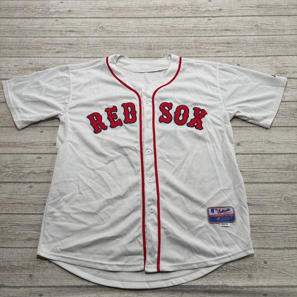 Majestic Boston Red Sox Jersey Men's 52 White #15 Dustin Pedroia Baseball MLB